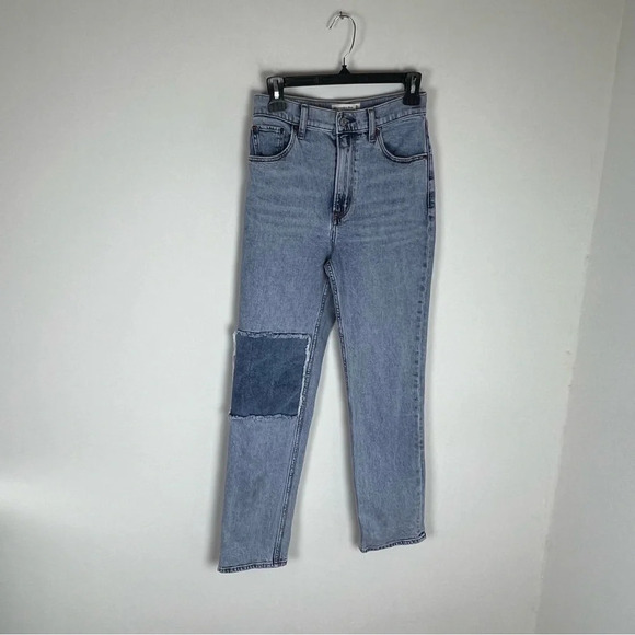 Abercrombie Ankle Straight Ultra High Rise Curve Love Jeans Patch Size 25 0 Long - Picture 4 of 8